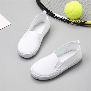 戏狐男童小白鞋女童白布鞋小学生白球鞋中大童白色校鞋白鞋 1974 23码