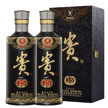 贵酒 53度 酱香型(原贵阳酒厂) 贵酒 贵(15) 500mlx2瓶【图片 价格