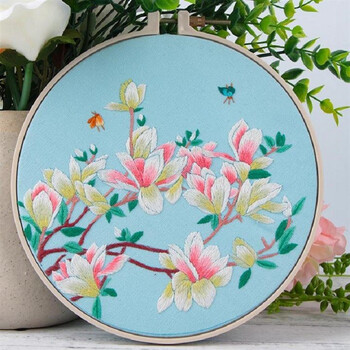 美岸2022新款印花刺绣家居花卉古风团扇绣品创意饰品十字绣小件初学者