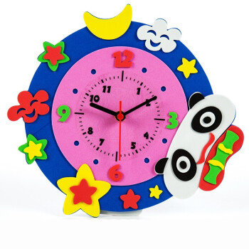 儿童手工制作钟表材料包小学生钟表模型教学创意diy设计闹钟eva材料04