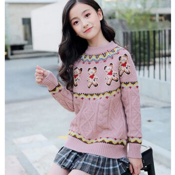 女童毛衣2021新款洋气毛线秋冬装女孩套头针织打底衫12中大童15岁w