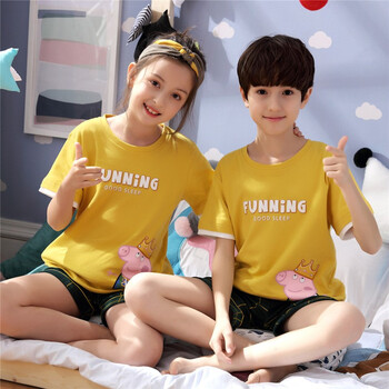 儿童睡衣男童纯棉短袖夏季夏天青少年男孩小孩小女孩套装中大童装宝宝