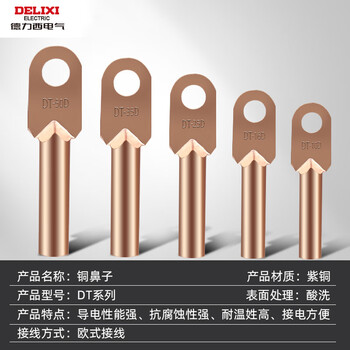 德力西电气德力西dt线鼻子电线铜鼻子10平方接线端子1625355070大电流