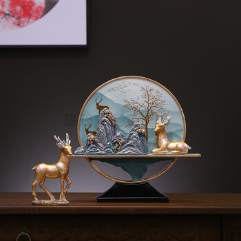 梅花鹿招财摆件 乔迁新居礼品 麋鹿摆件   客厅酒柜鹿摆件新中式古风