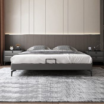 捷陆龙床体极简北欧风皮艺床双人床床头科技布床架18米小户型靠背15