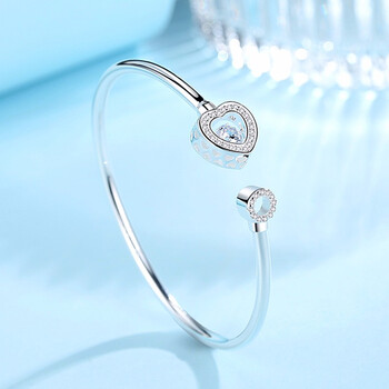 法梵斯时尚轻奢品牌跳动的心手镯纯银女韩版简约开口可调节灵动镯子