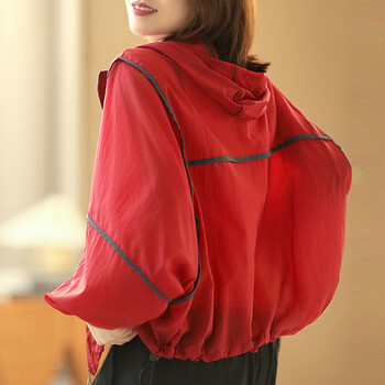 衣女2023新款夏季时尚宽松轻薄透气防紫外线百搭防晒服外套潮 红色  l