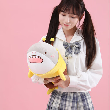 迪士尼(disney)鲨bee玩偶小鲨臂恶搞鲨雕怪鱼公仔沙雕毛绒玩具抱枕布