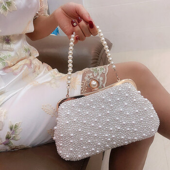 酷奇袋鼠(kuqidaishu)新款珍珠包旗袍手提包斜挎包女包复古汉服串珠包
