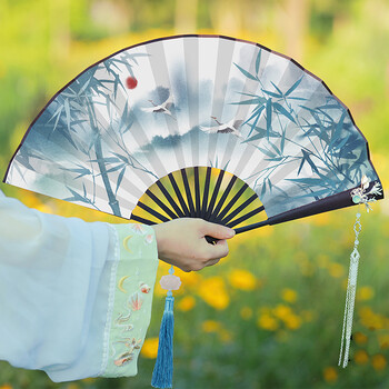 云舵扇子古风折扇汉服女式双面九寸折叠扇中国风古装女扇夏季竹扇