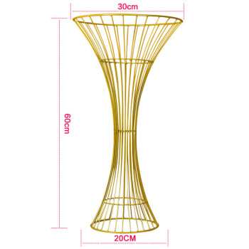 適用於物路引鐵藝幾何鏤空花瓶擺件金色蠻腰花器婚禮桌擺花器婚慶道具