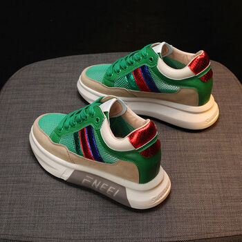 香港品牌诗迪仕老爹鞋子女新款夏季薄款内增高酷奇网面透气松糕厚底