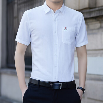 佐马仕zuomashi短袖衬衫男商务正装舒适棉质牛津纺时尚休闲翻领免烫