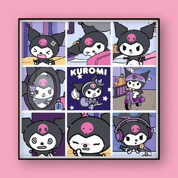 弗贝妮库洛米九宫格数字油画diy三·丽鸥卡通动漫手绘填充涂色丙烯