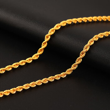 昭妃老凤凰黄金项链男 999足金项链女实心细麻花麻绳情人节礼物送女友