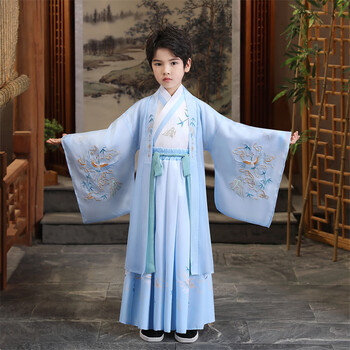 童古代服装小男孩表演服新款古风少爷古装学生国学服中国风刺绣襦裙潮