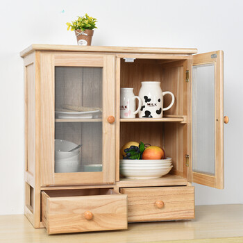 实木碗柜家用厨房透气储物柜餐边柜放剩菜柜简易橱柜小碗橱茶水柜