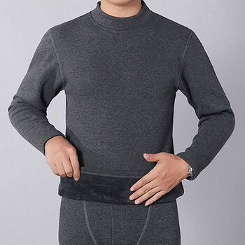 中老年男士加绒保暖内衣秋衣秋裤套装高领中年爸爸冬季毛衫厚l京固深