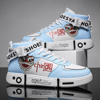 耐客国潮高帮男鞋冬季高中学生休闲板鞋男鞋子青少年男款运动棉鞋m