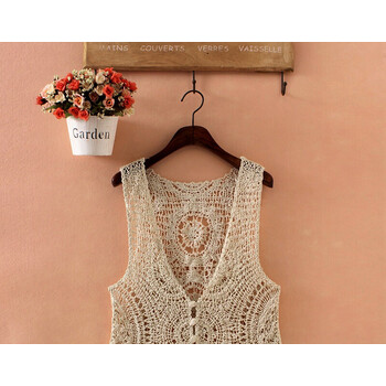 女生夏天穿的无袖马甲外穿薄款马夹镂空小背心女士夏季蕾丝小坎肩钩花