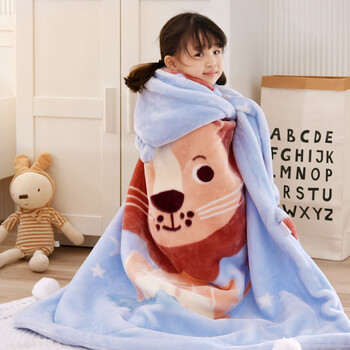儿童披肩斗篷毛毯冬季小被子春秋专用一年级小学生午睡毯子教室用狮子