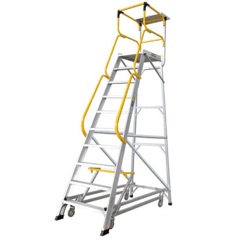 稳耐梯子铝合金人字梯十步平台梯3.7米理货梯超市仓库需组装 FS13597