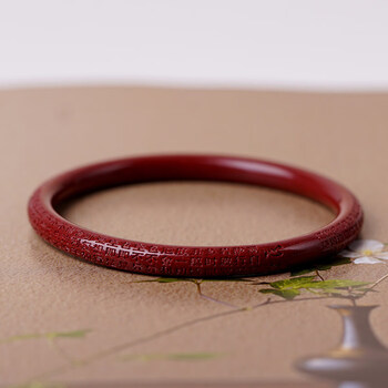 高含量朱砂手镯女原石原矿紫金沙手串宽细心经镯子上等紫金沙外刻心经