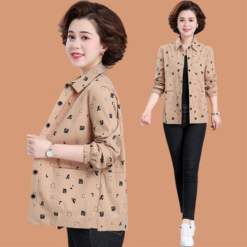 纵月304050岁妈妈穿的夏天衬衫年轻款薄款外套中年女士时尚短款夹克
