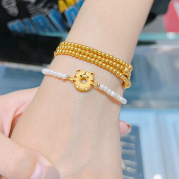黄金甜甜圈珍珠手链 2克金珠
