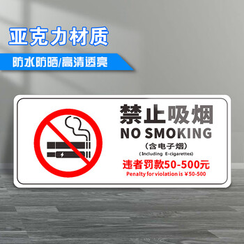 禁止吸烟提示牌标识牌车内请勿吸烟贴纸亚克力洗手间指示牌卫生间标识男女厕所小心地滑台阶碰头门牌定制牌子禁烟 罚款2亚克力30x15cm 图片价格品牌报价 京东