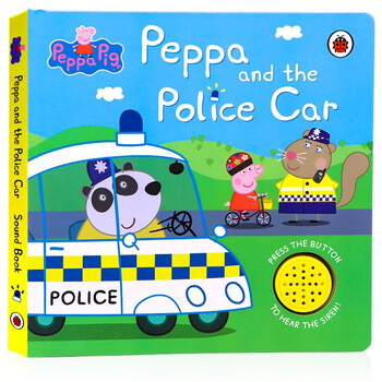 小猪佩奇 警车纸板发声书 英文原版绘本 peppa and the police car
