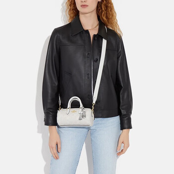 蔻驰(coach)女士lacey系列经典老花流苏圆筒包单肩斜挎包 时尚手提包