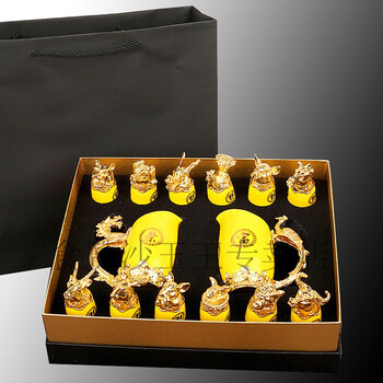 品鉴杯十二生肖圆明园陶瓷白酒杯分酒器套装家用酒盅中式酒具12只一