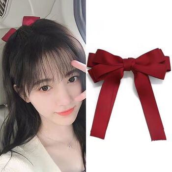 jinenie金智妮同款蝴蝶结飘带发夹后脑勺顶夹子发饰赵露思鞠婧祎红