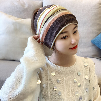 额头带秋冬保暖发带女网红发饰宽边发箍头带头套甜美发卡包头巾xlt浅