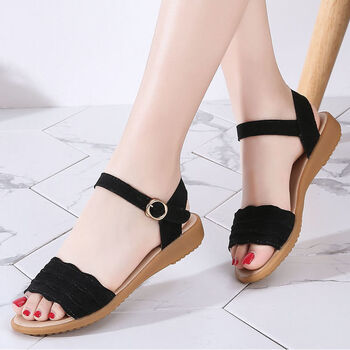 达芙妮官方旗舰新品2022新款真软皮凉鞋女夏时尚外穿女士一字带凉鞋