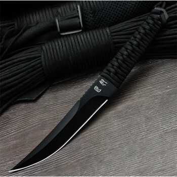 刀具 防身 几何刀氚气刀户外小刀冷兵器刀印第安刀 月狼圆头黑色