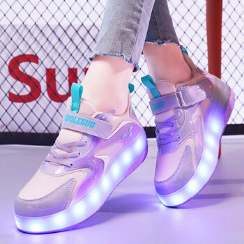 回力旋转扣男童运动鞋2023新款儿童四轮暴走鞋男孩带轮子可走路溜冰鞋