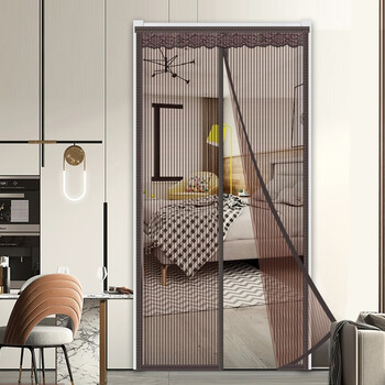 隔断磁铁对吸夏季防蝇纱窗网家用魔术贴中分磁吸金刚纱咖色宽90高210