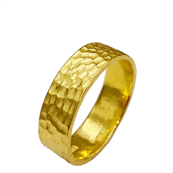 鑫雅尊 黄金戒指对戒 足金9999锤纹波点实心宽面指环黄金戒指 窄版 5.