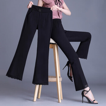 sondr新款微喇叭裤女春秋黑色裤子高腰大加码显瘦直筒中母亲休闲女裤