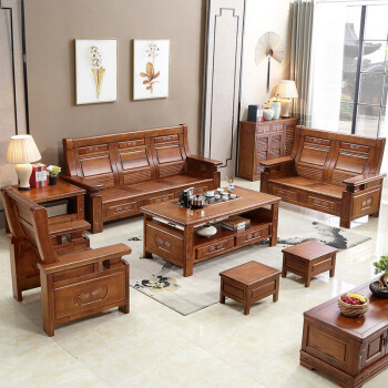 愧魅香樟木沙发全木沙发中式香樟木大型贵妃沙发组合木质客厅木制家具