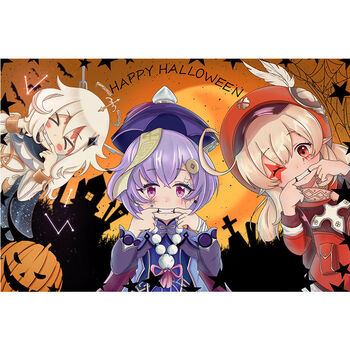 原神拼图 胡桃卡通动漫diy周边手工拼装木质拼图1000片500片带框照片