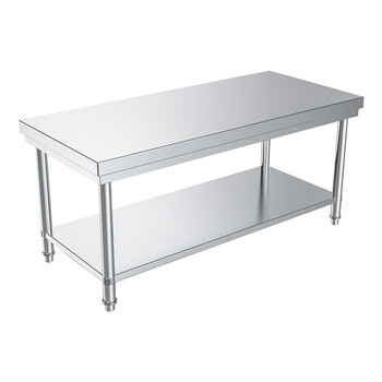 乐创lcjpb1808商用双层平板工作台304不锈钢工作台1800750800