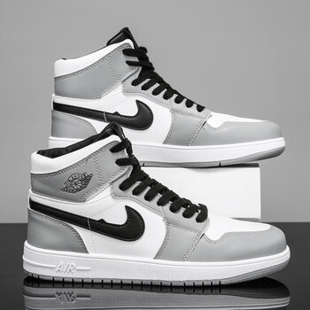 【官方鞋靴旗舰店】aj韩版篮球鞋高帮运动男鞋秋季 灰色 aj灰色 35