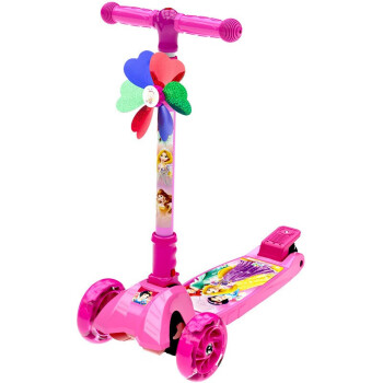 迪士尼(Disney)儿童滑板车四轮小孩滑步车静音三轮可折叠升降闪光摇摆踏板平衡车 粉色公主苏菲亚