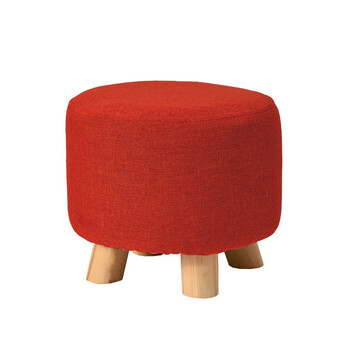 家逸四脚实木小凳子布艺圆墩茶几凳矮凳换鞋凳沙发凳红色 rf-bd231