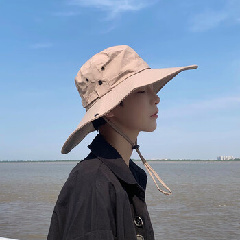京蝌蝌西部牛仔帽渔夫帽男夏季户外帽男士防晒帽夏款钓鱼帽登山奔尼帽