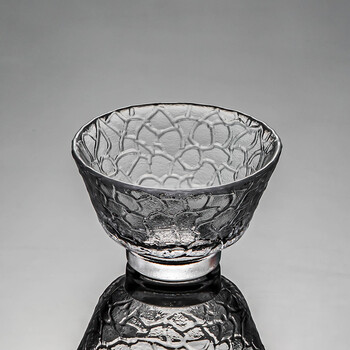 瓷牌茗透明茶杯玻璃杯加厚品茗杯功夫茶具主人杯冰纹高足龟纹杯