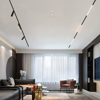 无主灯照明全屋套餐磁吸轨道灯照明射灯轨道槽预埋led泛光灯格栅 预埋